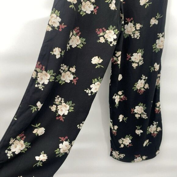 Hollister Women's Wide-Cut Paper-Bag Pants in Black Floral Size XS Elastic Waist - Picture 4 of 6